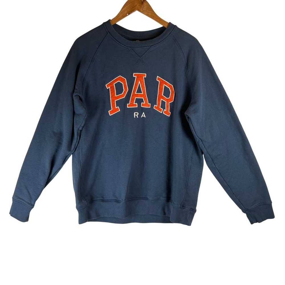 By Parra Womens Blue Orange Educational Crewneck Sweatshirt Large